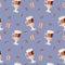 Hand painted Cup of Coffee Latte seamless pattern. Glass of chocolate mocha coffee with macaroons and coffee beans