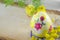 Hand painted decoupage Easter egg on a stand