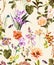 Hand painted floral striking seamless surface pattern design