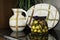 Hand Painted Fruit in Glass Jar on Kitchen Counter