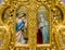 Hand-painted icon of the Annunciation in the golden iconostasis of the Orthodox Church