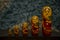 Hand Painted Indian Matryoshka Stacking Dolls with blurred background