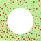 Hand painted polka dot background. Negative circle shape frame.