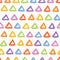 Hand painted rainbow triangles. Seamless repeat pattern. Childish fun vector illustration.