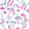 Hand painted textured floral seamless pattern