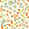Hand painted textured forest flowers and berries seamless patt