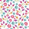 Hand painted textured meadow flowers and berries seamless patte