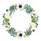 Hand-painted Watercolor Anemones And Succulents Wreath