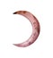 Hand painted watercolor crescent moon. Magic design for printing on textiles