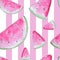 Hand painted watercolor pink watermelon seamless pattern