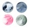 Hand painted watercolor planets. Magic design for printing on textiles, packaging, postcards