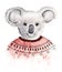 Hand painted watercolor sketch illustration koala in red sweater