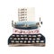 Hand painted Watercolor Vintage Typewriter Illustration isolated on white background