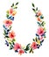 Hand painted watercolor wreath. Flower decoration.