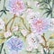 Hand painting seamless background pattern inspired by chinese Korean and Japan kimono