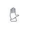 Hand palm, access control, stop thin line icon. Linear vector symbol