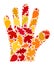 Hand Palm Autumn Collage Icon with Fall Leaves