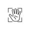 Hand palm biometric identity line icon