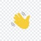 Hand palm icon for invite in Clubhouse. Social media. Drop-in audio. Yellow waving hand gesture icon. Vector