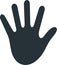 Hand palm vector black icon. Open hand flat vector illustration.