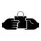 Hand passes the package to the other hand Hand pass bag other hand Concept commerce Idea trade Market subject Marketing icon
