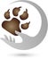 Hand and paw, dogs and keeper logo