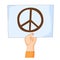 Hand with peace sign on banner. Antiwar and pacifist movement sign, placard or poster. Stop war demand. Vector