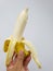 Hand peeled bananas, ripe banana