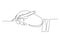 Hand with pen. Continuous one line businessman hand holding pencil and writing straight line. Minimal handwriting line