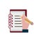 Hand with pencil writing notepad property intellectual copyright icon