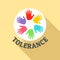 Hand people tolerance logo, flat style