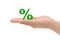 Hand and percentage symbol