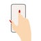 Hand with phone, smartphone index finger. Flat vector illustration isolated on white
