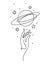 Hand and planet Saturn with rings, aesthetic line drawing, space icon, vintage tattoo for witch, astrological boho