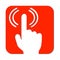 Hand with pointed finger and signal. Wifi signal from finger logo.