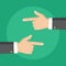 Hand with pointing finger left and right side. Flat style. Vector illustration