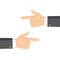 Hand with pointing finger left and right side. Flat style. Vector illustration