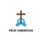 Hand pray with cross religion / religion logo design vector