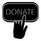 Hand presses button to donate icon, simple style