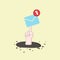 A Hand pressing an email notification icon with one e-mail message. vector illustration