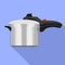 Hand pressure cooker icon, flat style