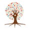 Hand print art tree illustration for community help