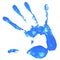 Hand print with blue color