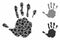 Hand print Composition Icon of Raggy Parts