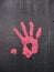 Hand Print On A Wall, Red High Five