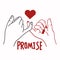 Hand Promise outline vector with red heart concept
