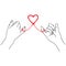 Hand promise with red thread vector