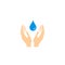 Hand protecting water flat icon, vector. Hands holding a water drop illustration. Save Water concept