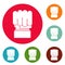 Hand protest icons circle set vector