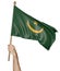 Hand proudly waving the national flag of Mauritania